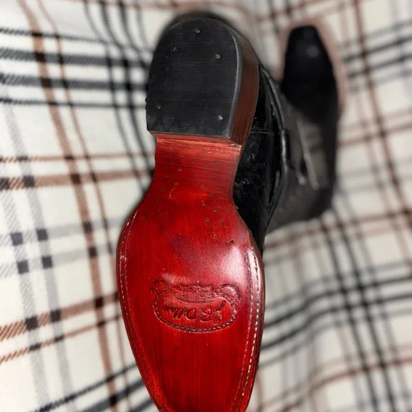 J.B Dillon Black Ostrich Leather Cowgirl Boots - Picture 6 of 10